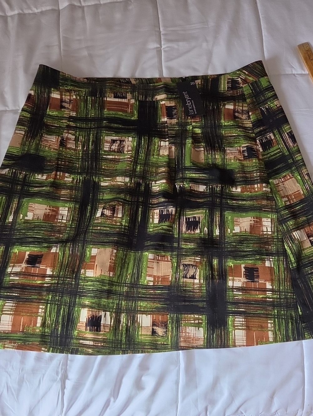 Lane Bryant Green and Brown Plaid A-Line Skirt